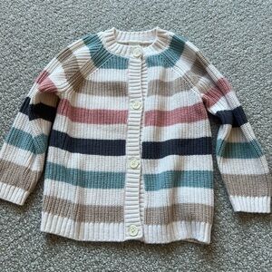 H&M Kids Striped Cardigan - Cream, Pink, Blue, Green